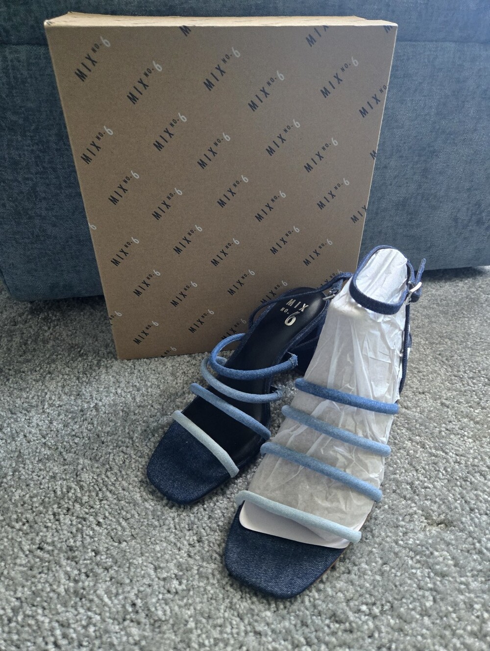 Mix No. 6 Dark Denim Blue Strappy Sandals